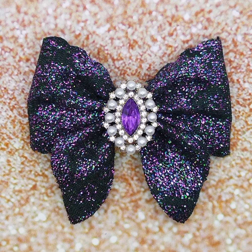 Φιόγκος μωβ γκλίντερ κλιπ στέκα