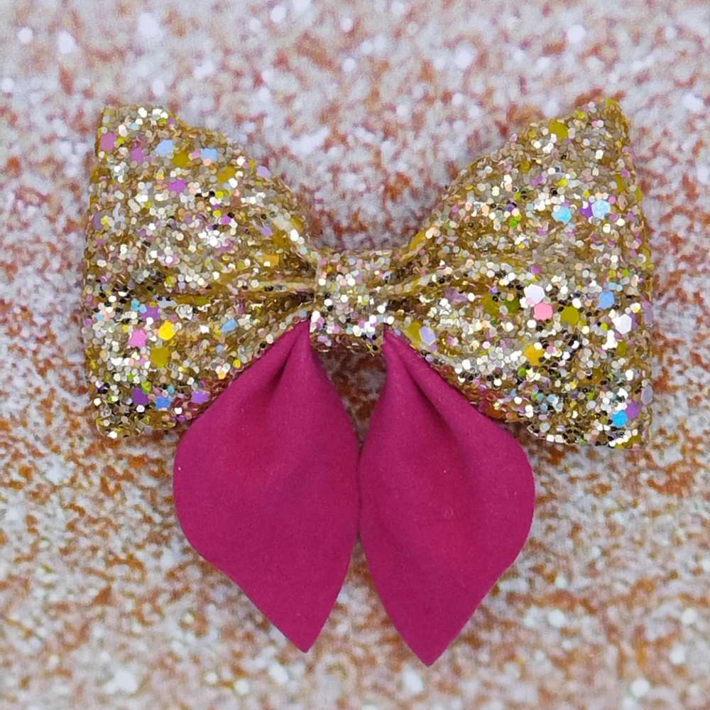 Φιόγκος φουξ χρυσό γκλιντερ κλιπ