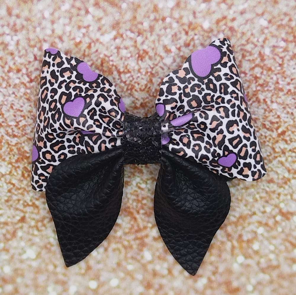 φιόγκος μωβ μαυρο λεοπαρ καρδιες κλιπ στεκα