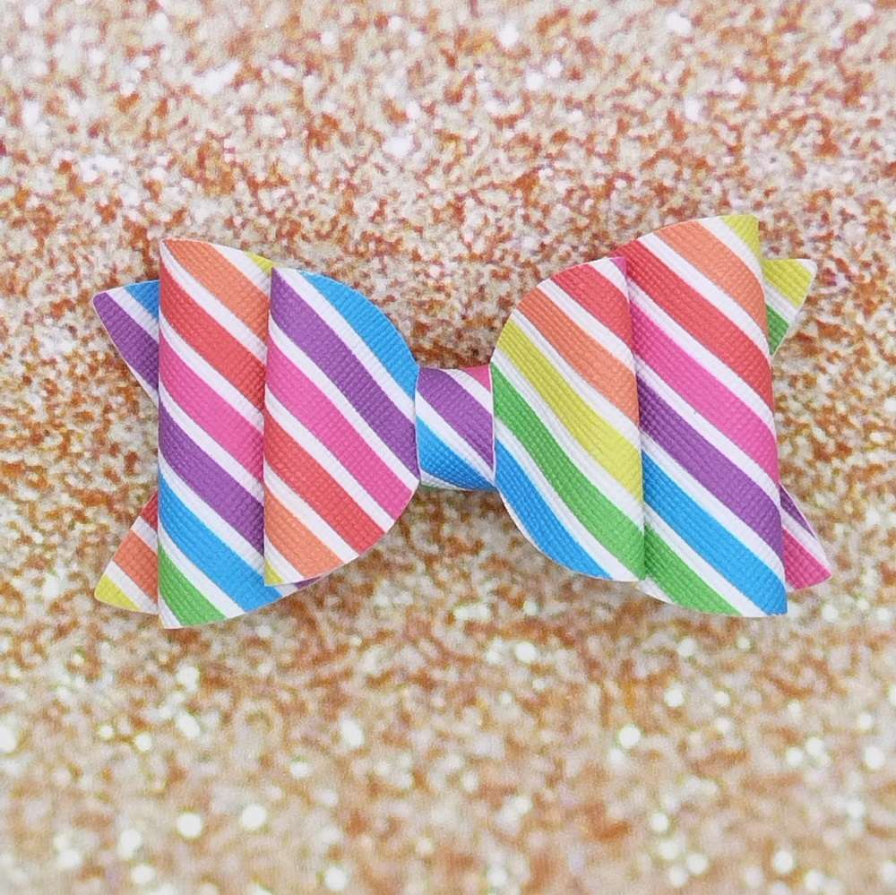 φιόγκος πολύχρωμος ριγέ ουράνιο τόξο κλιπ στέκα