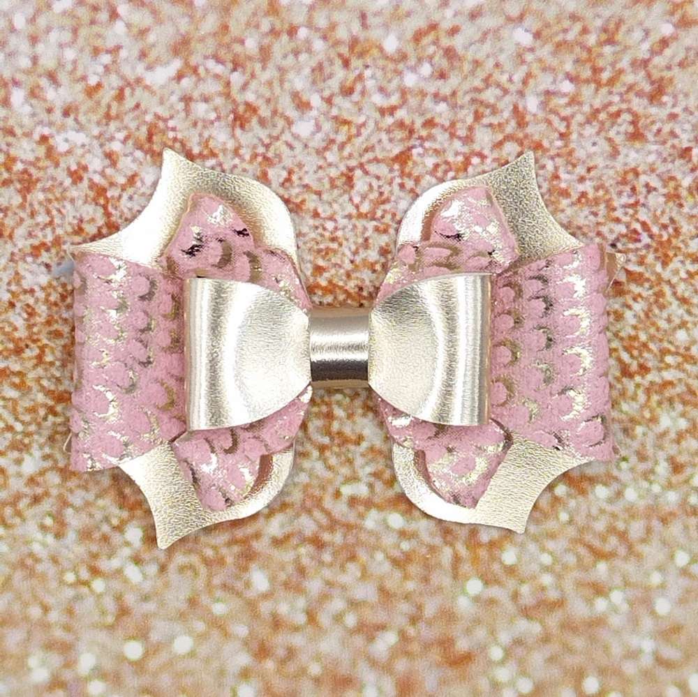 φιογκος ροζ χρυσο κροκο βαφτιση