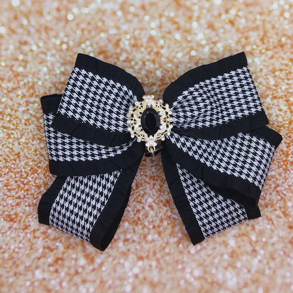 Φιόγκος κορδελα άσπρο μαύρο κλιπ μπαρέτα